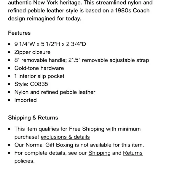 The Coach Originals Nylon Swinger Shoulder Bag - Picture 6 of 6